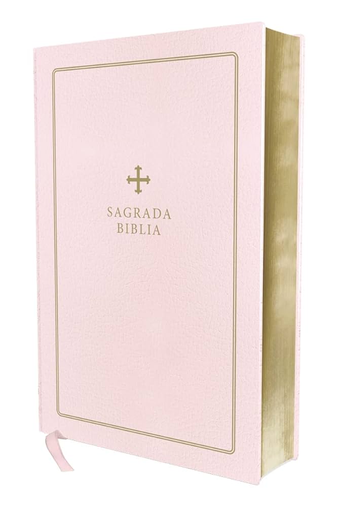 Biblia Catolica para regalos y ceremonias, color rosa, Cuero Reciclado (Catholic Bible for Gifts and Ceremonies--recycled leather, pink)
