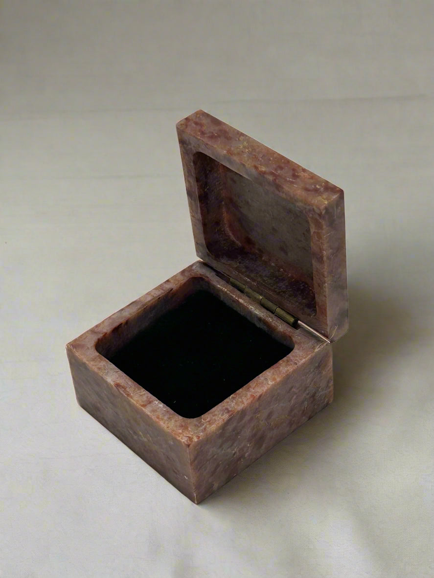Butterfly-Inspired Jeweled Soapstone Trinket Box