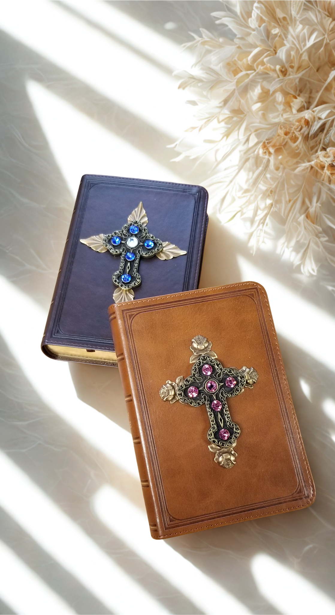 KJV Baby Keepsake Jeweled Compact Bible Tan