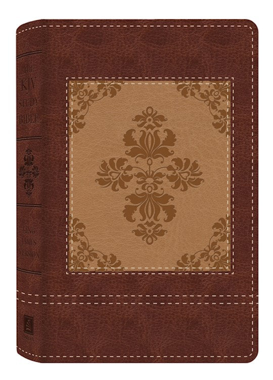 Heritage edition KJV study Bible with brown leather cover and decorative cross design by DeMartineau