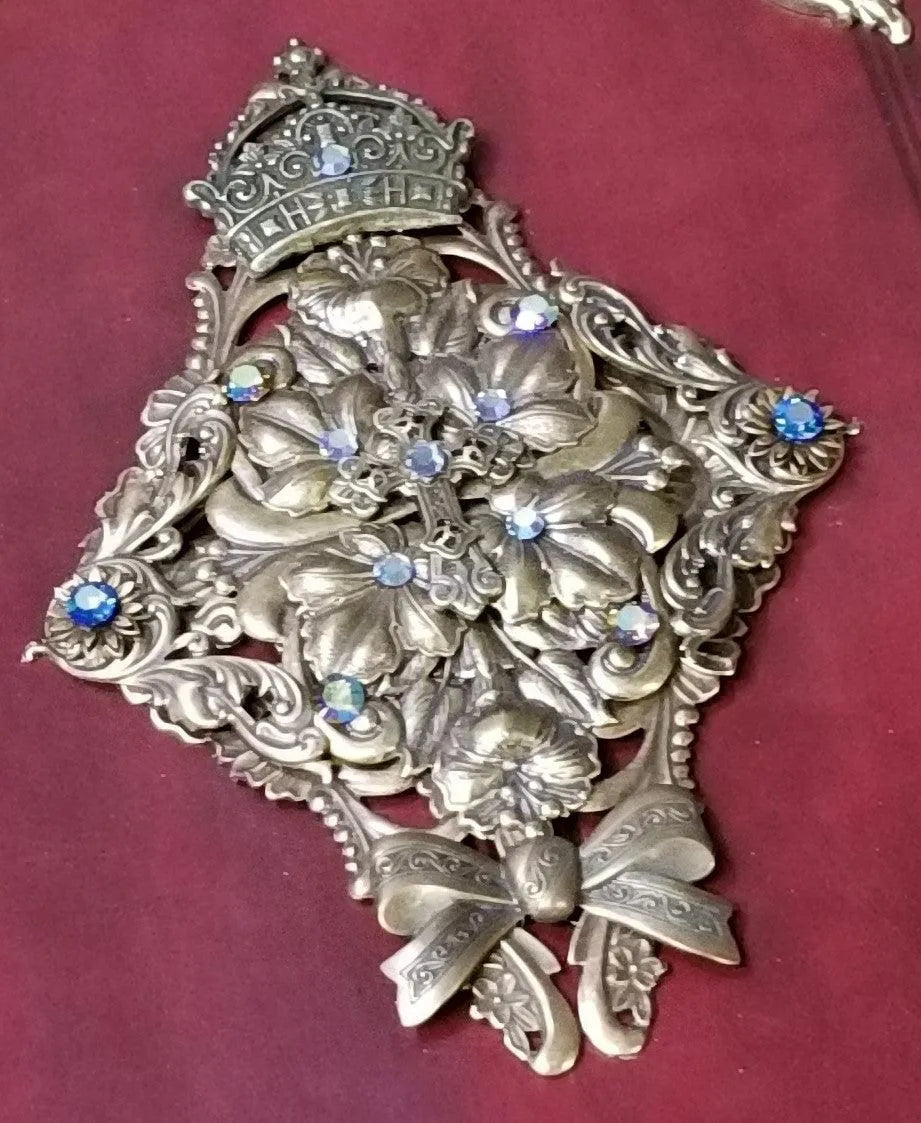 KJV Ornate Brass with Blue Stones Super Giant Print Jeweled Bible Burgundy - DeMartineau