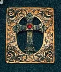 Antiqued Brass and Garnet Cross Bible - Choice of KJV or NKJV Compact Edition - DeMartineau