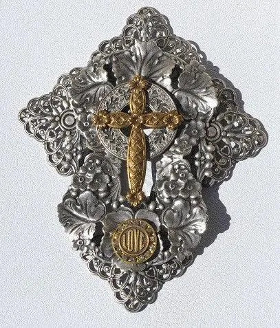 Dacole Designs personal size jeweled Catholic bride Bible with intricate silver and gold cross decoration