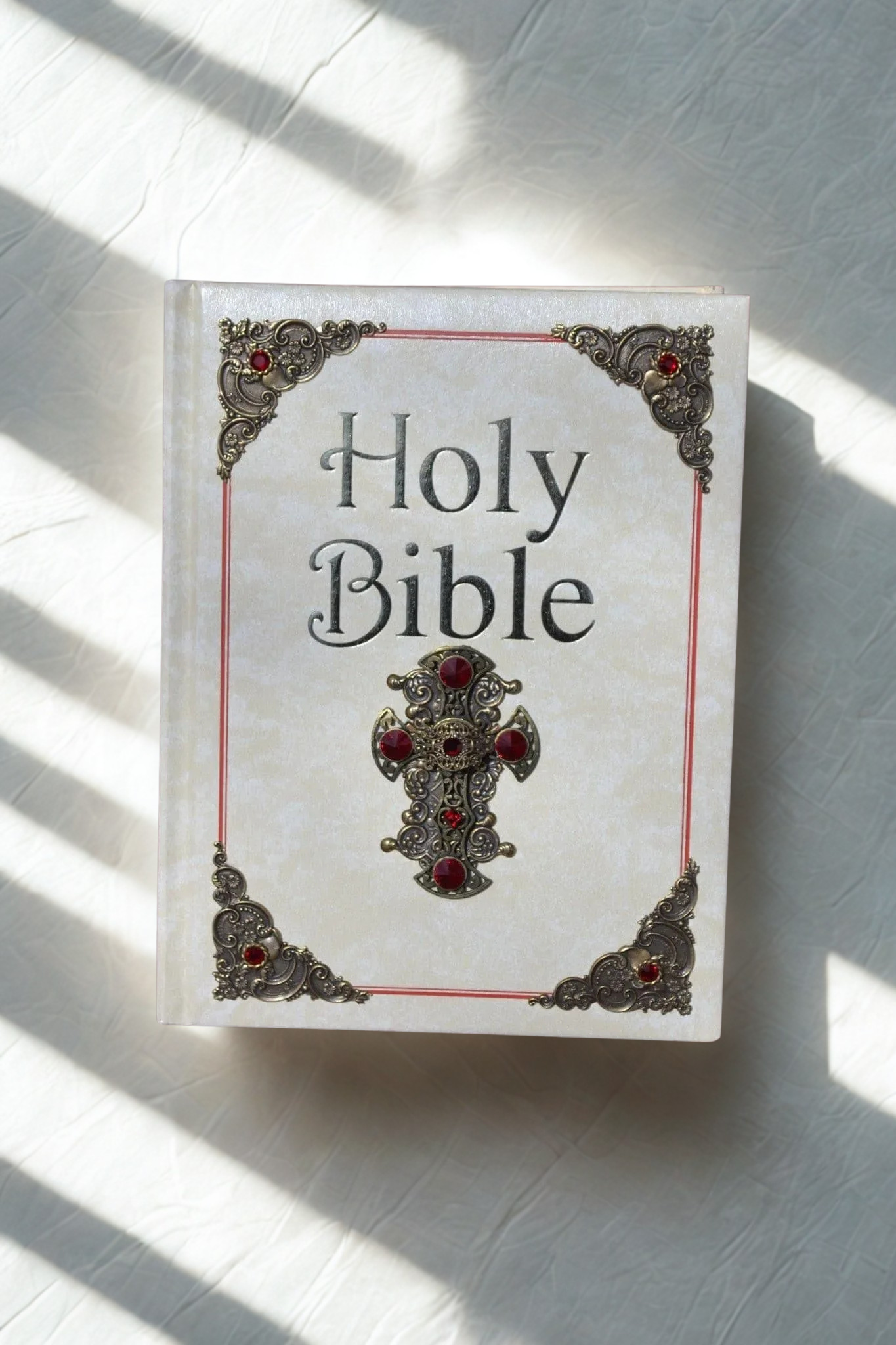 NCV St Joseph with Brass Stampings and Red Stones Catholic Jeweled Family Bible