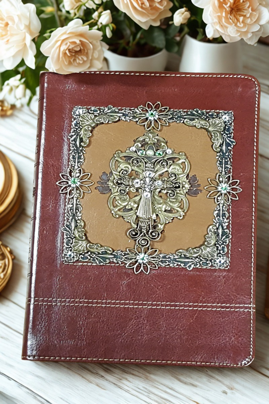 Jeweled KJV Bible – Floral Cross, Walk in Grace