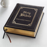 Dark brown faux leather King James Bible with gold-edged pages from DeMartineau personalized gifts
