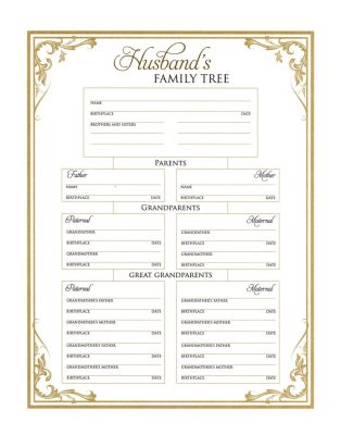 DeMartineau personalized family heritage Bible hardcover husband family tree page with gold decorative border