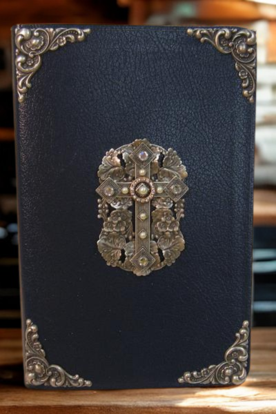 Personal size jeweled NIV Bible with rhinestone cross and decorative metal corner accents by Dacole Designs