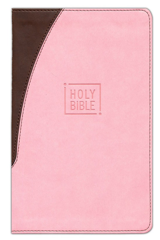 NIV pink and chocolate gift Bible by DeMartineau with soft cover and embossed Holy Bible text