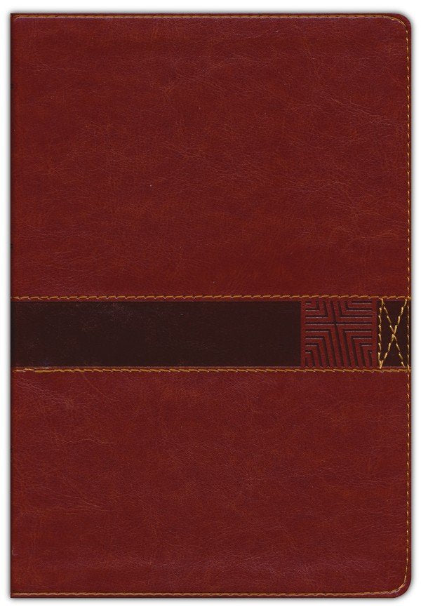 NIV Student Bible brown leathersoft cover with stitched detailing and dark brown accent