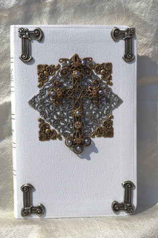 KJV Treasures In White Jeweled Bible RETIRED