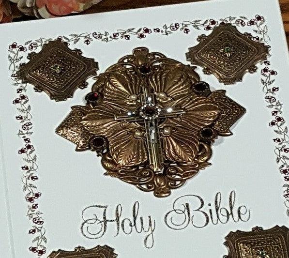 NAB Jeweled Catholic Family Bible-Ivory | DeMartineau