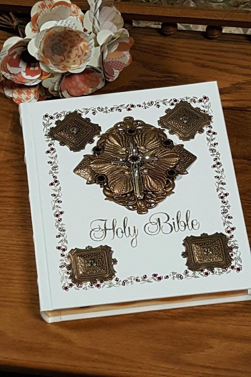 NAB Jeweled Catholic Family Bible-Ivory - DeMartineau