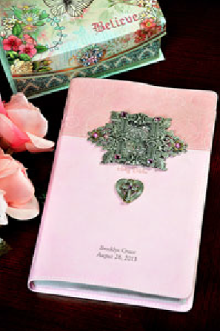 Full image DABB13112 NIV Frame And Heart Jeweled Baby Keepsake Bible-Pink