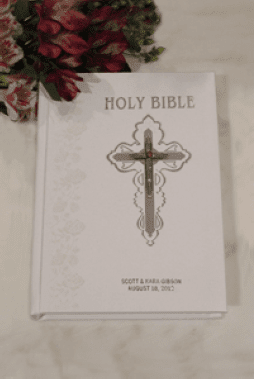 NAB Crystal Jeweled Catholic Wedding Bible-White | DeMartineau