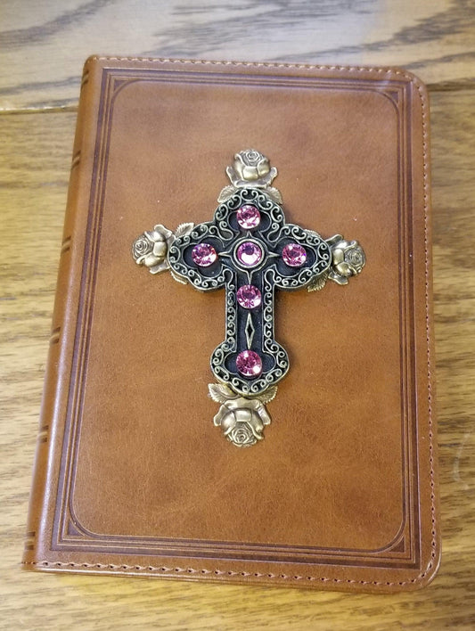 KJV Baby Keepsake Jeweled Compact Bible Tan - DeMartineau