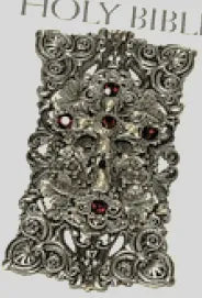 Jo Marz Personal Size ruby crystal Catholic Holy Bible with ornate silver cover and red crystals