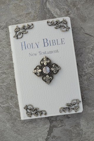 NIV New Testament Fluer De Lis French Cross Baby Bible Choice of Colors